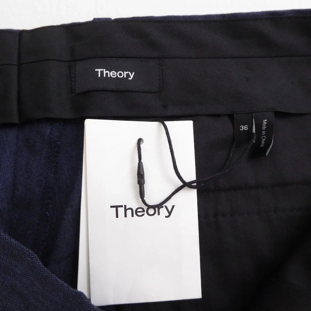 Theory Mens Jake W City Linen Pants Navy Blue N053209R 36